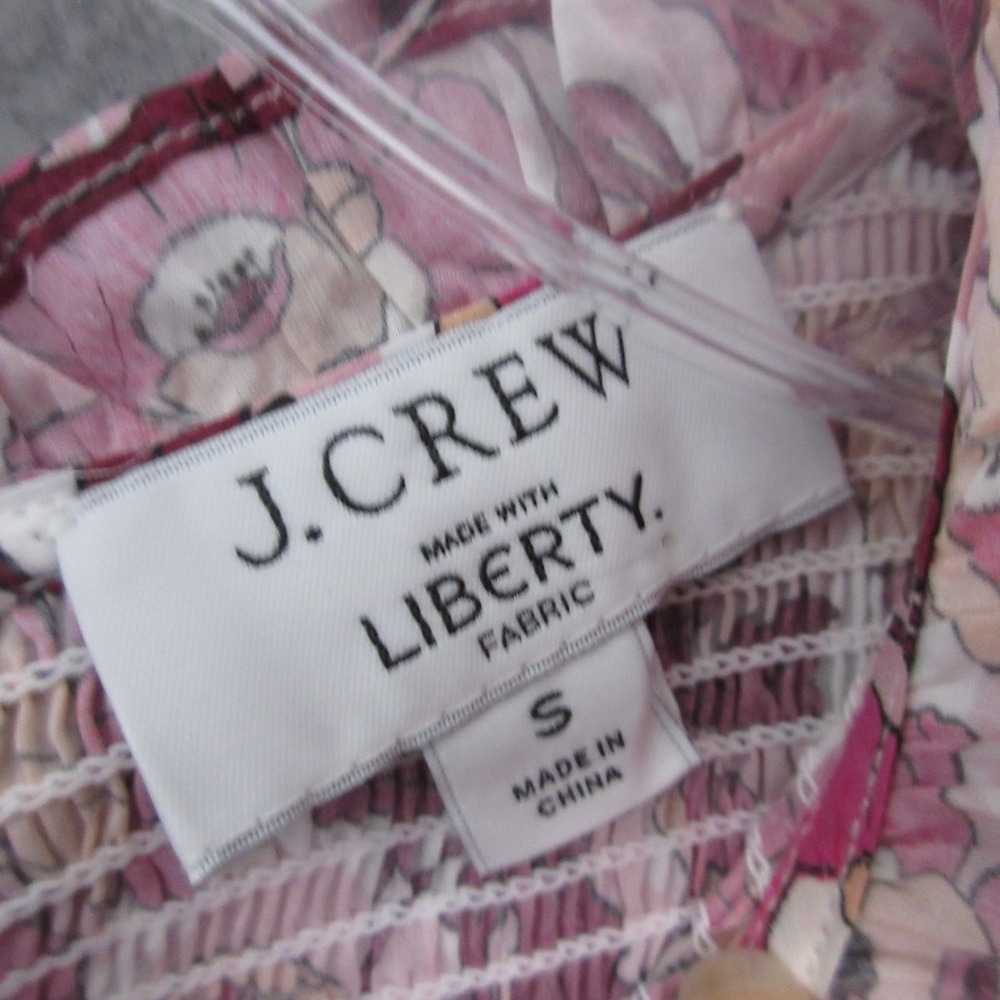 J Crew Liberty of London Top Small‎ Floral Butterfield Poppy Smocked Ruffle Neck - Picture 4 of 10